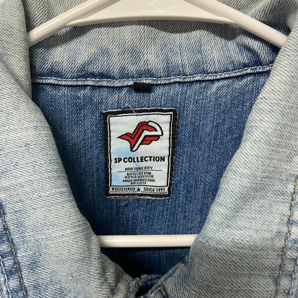 SP Collection South Pole Jacket Denim Distressed Button Up XL Vintage - Picture 2 of 13